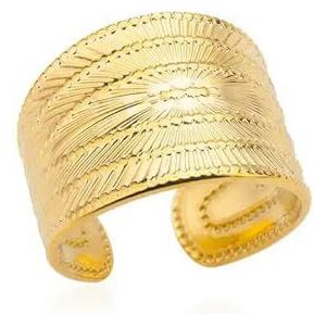 18K vergulde roestvrijstalen ringen voor vrouwen Uitgeholde ringen Geometrische open ring voor vrouwelijke sieraden - Gouden kleur-11-18K verguld