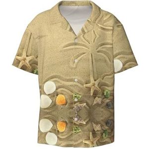 TyEdee Zeester met palmbomen print heren korte mouwen overhemden met zak casual button down overhemden business overhemd, Zwart, 3XL