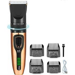 Professionele draadloze tondeuse, oplaadbare tondeuse voor mannenbaard, elektrische trimmer zonder gap voor volwassenen, kinderen, huisdieren, honden (gouden)