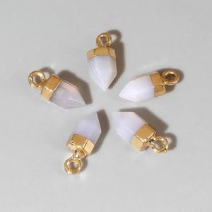 Natuursteen hanger rozenkwarts agaten amethist steen hanger kralen voor sieraden maken doe-het-zelf ketting 7x14mm-22.Witte agaten - 3 stuks