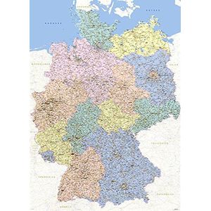 Landkaarten Giant XXL poster - kaart van Duitsland - educatieve poster 1:640.000 - grootte 100 x 140 cm Duitsland kaart Duitse versie