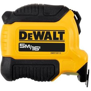 DEWALT DWHT38113-5 Compact Pocket Tape Measure 5M/16ft, Geel