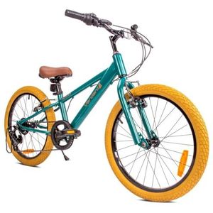 Verdant Bike Kinderfiets voor jongens 20 inch wielmaat te kiezen uit 6 versnellingen Shimano van 6 tot 10 jaar in hoogte verstelbaar (Groen)