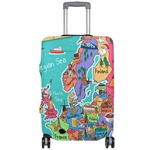BALII Cartoon Europa kaart trolley case beschermhoes elastische bagage cover past 18-32 inch bagage