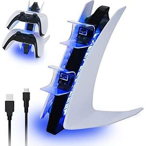 NexiGo De speciale editie van de NexiGo PS5 Controller Charger, draadloos laadstation met twee USB-C-poorten, dubbel USB-snellaadstation voor PS5 Dualsense Controller
