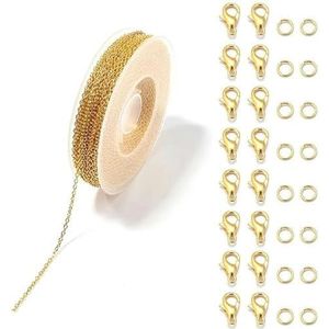 m/rol metaal ijzeren ketting set ovale schakelkettingen rol voor sieraden maken DIY armband ketting decoratie metalen accessoires-goud-3x2mm