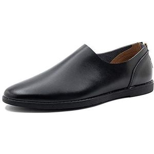 Formele Oxford-schoenen for heren, instapper, ronde neus, kunstleer, antislip rubberen zool, antislip blokhak, buiten (Color : Black, Size : 41 EU)