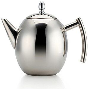 OnePine Theeketel Theepot Set met Infuser Filter en Deksel, Grote Capaciteit 1,5 L/50 oz RVS Diffuser Pot voor Losse Thee, Groene Thee, Koffie (Zilver)