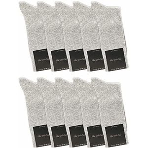 ca·wa·so Herensokken van 100% katoen | pure katoenen sokken in 10-delige set | vrijetijdssokken zonder naad met versterkte hiel & teen, lichtgrijs, 51/54 EU