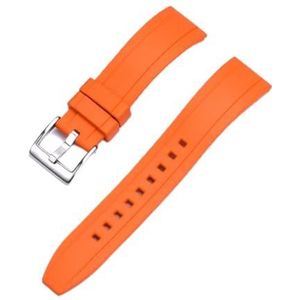 Jeniko Quick Release Fluororubber Horlogeband 20mm 22mm 24mm Waterdicht Stofdicht FKM Horlogebanden For Heren Duikhorloges(Color:Orange silver,Size:22mm)