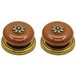 Vintage kastknoppen keramische knoppen, 2 stuks kast lade knop trekhandvat dressoir trekt rondes for lade kast dressoir kast kledingkast deurgrepen hardware (kleur: rood) (Color : Brown)