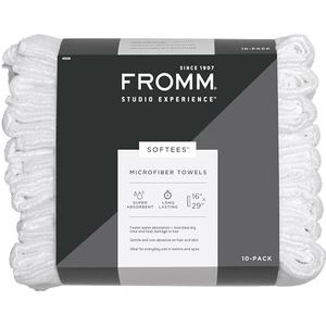 Fromm Softees Microfiber Salon Haar Handdoeken voor Haarstylisten, Kappers, Spa, Gym in Wit, 16"" bij 29"", 10 count Perfecte Haarverzorging Handdoek voor het drogen van krullend, lang, golvend haar