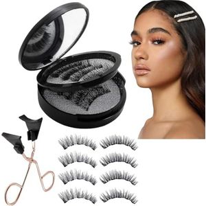 4 paar magnetische wimpers, herbruikbare magnetische, magnetische wimpers natuurlijke look, magnetische wimpers met applicator, valse magnetische, 3D-magnetische wimpers, partnerset, geen lijm wimpers