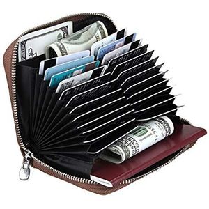 Brown Wallet met een grote capaciteit voor 24 creditcards en geld en paspoort, slank en compact, maar met grote capaciteit Utility Wallet