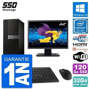 Dell PC Tower 5050 display, 22 inch, Intel G4400 RAM, 32 GB SSD, 120 GB, HDMI, Windows 10, wifi (gereviseerd)