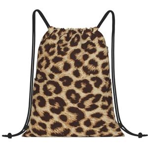 EgoMed Trekkoord Rugzak, Rugzak String Bag Sport Cinch Sackpack String Bag Gym Bag, Fun Leopard Print, zoals afgebeeld, Eén maat
