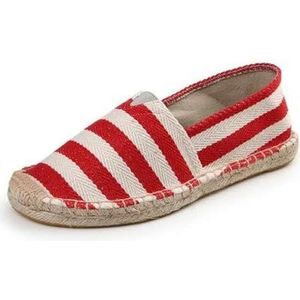 ZIRIA Vrouwen Zomer Linnen Ademend Casual Flats Schoenen Heren Espadrilles Loafers Canvas Schoenen Visser Rijden Schoeisel, Dik Rood, 45 EU