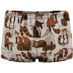 Leuke Rode Panda Op Bruine Heren Boxer Slips Sexy Shorts Mesh Boxers Ondergoed Ademend Onderbroek Thong
