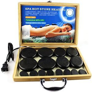 Hot Stone Massageset Elektrische Hot Stone Massage Set, 16 Stks Basalt Massage Stenen Draagbaar met Bamboe Box Heater, Hot Rocks Basalt Massage Stenen