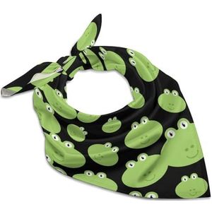 Groene kikker hoofd vierkante bandana mode satijn wrap nek sjaals comfortabele hoofddoek voor vrouwen haar 45 cm x 45 cm