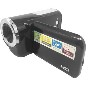 Videocamera, 16MP 720P digitale videocamera 2.0 inch TFT-kleurenscherm Compacte DV-camcorder 16x digitale zoom Vloggingcamera met LED-flitser(Nero)