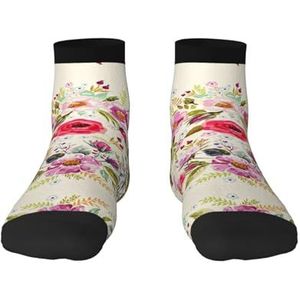 Moderne veelzijdige sportsokken met bloemenprint voor casual en sportkleding, geweldige pasvorm voor voetmaten 36-45, Modern bloemen, Eén Maat