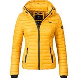MARIKOO Lichte tussenjas voor dames, gewatteerde jas met capuchon, XS-XXL, geel, XL