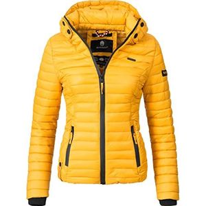 MARIKOO Lichte tussenjas voor dames, gewatteerde jas met capuchon, XS-XXL, geel, L