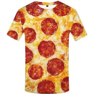 Funny Food Beach T-Shirt Unisex, Heren Korte Mouw T-shirts Vrouwen, Pizza Patten Fries Fast Food Print Shirts Gepersonaliseerde Kleding Cosplay Party, A, M