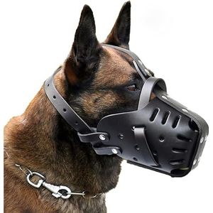 Hondenmuilkorf voor Duitse herder Mechelaar, lederen hondenmondbeschermer voor bijten, kauwverzorging, verstelbaar ademend voor middelgrote grote honden, zwart, halsomtrek - 35 x 50 cm Hondenmuilkorf voor Duitse herder Mechelaar, lederen hondenmondbeschermer voor bijten, kauwverzorging, verstelbaar ademend voor middelgrote grote honden, zwart, halsomtrek - 35 x 50 cm