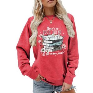 MLZHAN There's No Such Thing Sweatshirt Vrouwen Leuke Bloemen Boos Gedrukt Shirts Lange Mouw Trui Tops Esthetische Jas, Rood 2, XXL