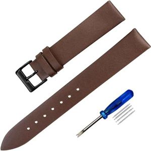 Stijlvolle en elegante horlogebanden for mannen en vrouwen, 12 mm-22 mm felgekleurde effen geweven lederen horlogebanden met gepolijste pingesp en installatiegereedschap (Color : Dark Brown black, S