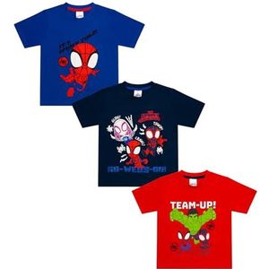 Marvel Spidey & His Amazing Friends Jongens T-shirts 3-Pack | Spidey, Spin and Ghost-Spider 3 stuks T-shirts | 100% katoenen superheldenshirts voor kinderen, Meerkleurig, 2-3 jaar
