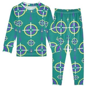 LI ZHI XIN Katoenen Paj Set Jongens Meisjes Nachtkleding Set Kinderen Lange Mouw Paj Set 2 Stuk Homewear Nachtkleding Leeftijd 1-8 Jaar Groen Rond Patroon, Meerkleurig, 3 jaar