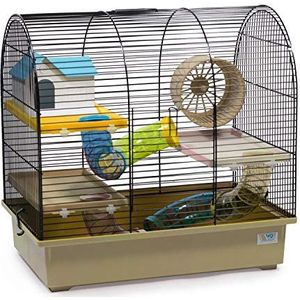 Decorwelt Hamsterstokken, beige, buitenmaten, 49 x 32,5 x 48,5 cm, knaagkooi, hamster, plastic kleine dieren, kooi met accessoires