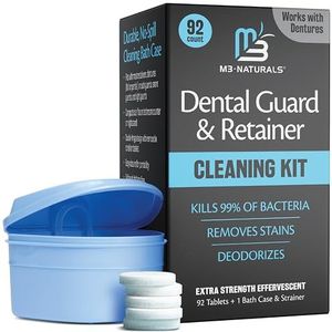 Retainer Cleanser Tabletten en Soak Container Universele No Mess Prothese Reiniging Tabletten en Prothese Bad Case Zeef Multifunctionele Bad Cup Mond Guard Cleaner voor Vlekken Geur Plaque door M3