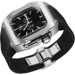 VELORE Titanium horlogekast en fluor rubberen horlogeband mod kit, voor Apple Watch SE 6 7 8 40 mm 41 mm vervangende cover band Iwatch doe-het-zelf sport rubberen horlogeband, 41MM, agaat