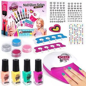 MOYKSRR Manicureset en Nagellakset voor Meisjes, Nagelsalonset voor Kinderen, Knutselset voor Kinderen, Nagelset met Nageldroger en Stickerafleger voor Meisjes van 6-10 jaar
