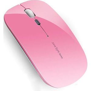 Uiosmuph Q5 Draadloze Muis, 2,4 GHz USB oplaadbaar muis met USB nano-ontvanger slanke stille gamingmuis voor Windows PC laptop Mac MacBook- roze