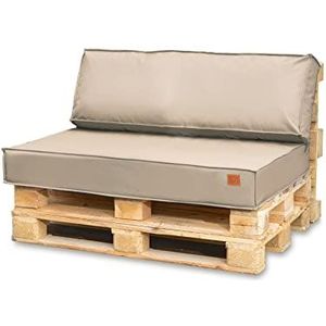 Bielik Waterdicht Palletkussen Set 120 x 80 cm - Geschikt voor Euro Pallet Tuinmeubelen, Zitkussen voor Tuin, Balkon en Terras (Beige, Seat 120x80cm + 1 Cushion 120x40cm)