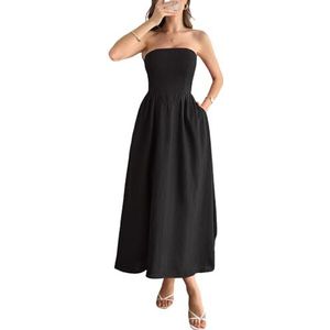 yk8fass Strapless A-lijn jurk lf-1497, Zwart, S