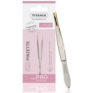 TITANIA Pincet van Solingen (8 cm) • Made in Germany • Wenkbrauwpincet om te epileren • Dunne, afgeschuinde punt voor nauwkeurig grijpen • Vergulde punt