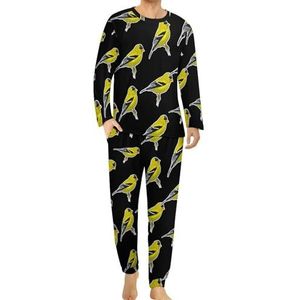 Goudvink heren pyjama set lounge wear lange mouwen top en onderkant 2-delige nachtkleding