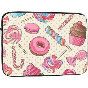 Kleurrijke Zoete Lolly Cupcake Donut Print Laptop Sleeve Case Waterdichte schokbestendige Computer Cover Tas Voor Vrouwen Mannen
