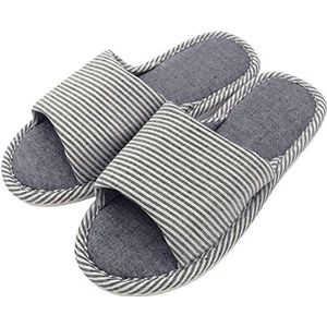 APIKA Comfortabele Casual Katoenen Vlas Antislip Slipper voor Dames Zowel Binnen als Buiten (41/42 EU, Marine blauw)