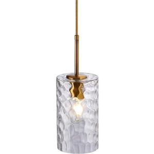 LONGDUOU Huisdecoratie Water Ripple Glazen Hanglamp Amber Goud Enkele Hanglamp Cilinder Rook Grijs Industriële Hanglamp for Boerderij for Keuken Eiland Eetkamer Slaapkamer(Clear)