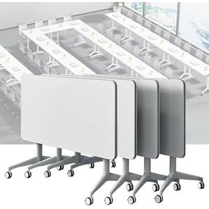 4 stuks opvouwbare conferentietafel - vergaderkamertafel, draagbare klaptafel, kantoor opvouwbare flip-top mobiele trainingstafel, conferentiebureau met vergrendelwielen, voor klaslokaal kantoor