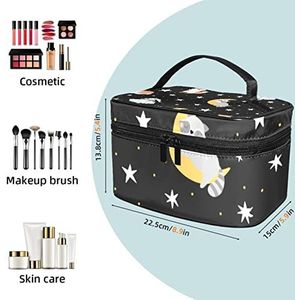 Eenvoudige groenten en fruit make-up tas voor vrouwen meisjes cosmetische tassen met handvat reizen make-up organizer tas, Slapende dieren, 8.9x5.9x5.4 Inches, Make-up zakje