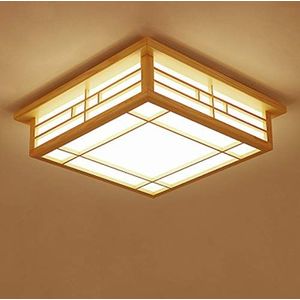 Japanse plafondlamp LED plafondlamp massief hout Tatami lamp kamerlamp 16W Japanse woonkamer licht protocollen warm licht 45x45x12cm