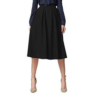 Urban GoCo Uitlopende A-lijn midi-rok met zakken voor dames, Zwart, S